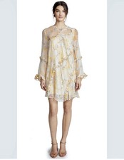 Stevie May Anthropologie Floral Mini Dress XS Yellow Boho Ruffle Cottagecore