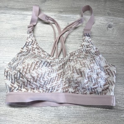 Womens Victorias Secret Strappy Sports Bra Sz 32C Beige/pink Athleisure Active 