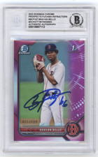 Brayan Bello 2022 Bowman Chrome Fuchsia Refractor Signed #/199 Beckett BGS Auto