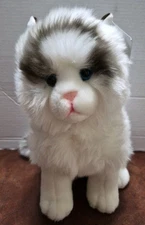 Auswella Plush Deluxe 13 Inch Very Soft Plush White & Brown Ragdoll Kitten NWT