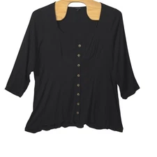 Torrid Vanity Size 4 Black 3/4 Sleeve Button Front Sweetheart Neckline (Plus 4X)