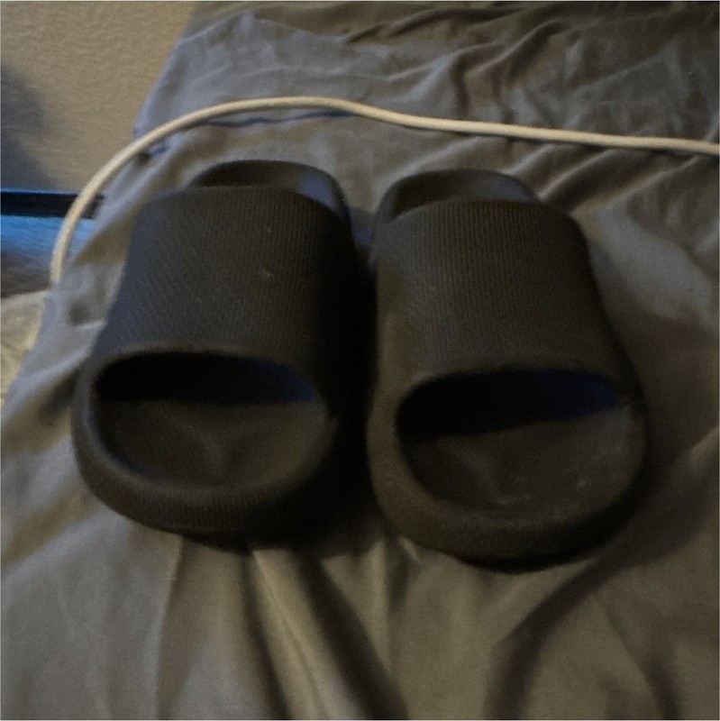 Men's Black Slide Sandals Open Toe Single Strap Slip-On Casual Solid