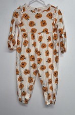 Old Navy 1 PC Outfit Halloween Baby Girls 12 18 M Jack O'lantern Allover Print