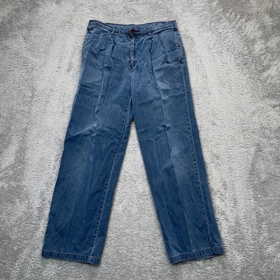 VTG Edwin Jeans Mens Large Blue Straight Leg Denim Cotton Pleated Medium Wash