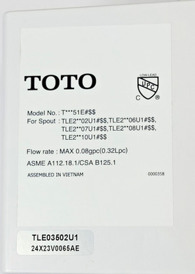 TOTO TLE03502U1 EcoPower Faucet Controller Valve 0.5 GPM Commercial Touchless