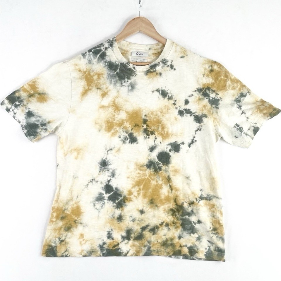 COS Tie-Dye T-Shirt Mens M Green Multi Relaxed Fit Short Sleeve Crew Neck Cotton