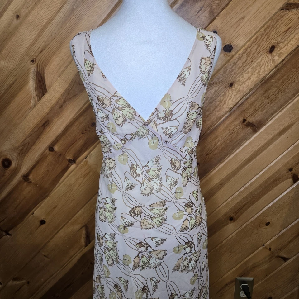 Y2K Kenneth Cole Fairy Whimsy Artsy Romantic  V Neck Size 14 100% Silk Midi - Image 4 of 4