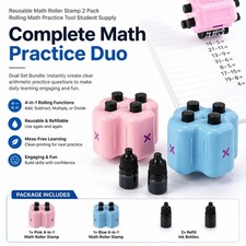 Math Roller Stamp Set 2 Pack 4 in 1 Math Teaching Tool Kids Homework Helper