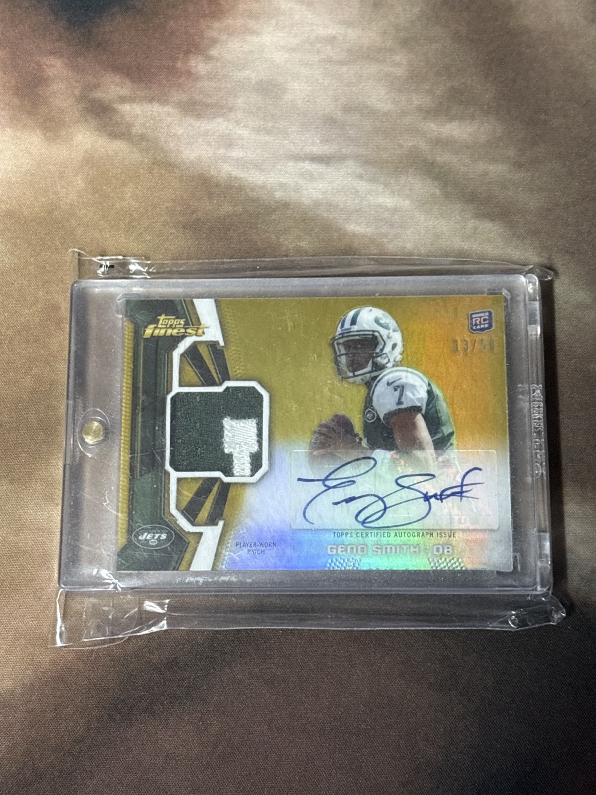 Geno Smith Finest Rookie Autograph Patch #GS Gold Refractor