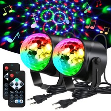 Boule Disco, 2 PCS Boule à Facette Couleurs, 360° Rotative Boule Disco Lumine...