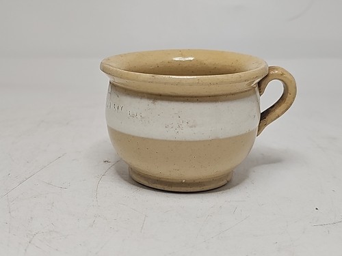 Antique Small Mini Yellow Ware Toy Potty Stoneware Slip Band Salesman Sample - Picture 4 of 11