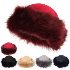 Womens Winter Warm Russian Fluffy Faux Fur Mongolian Hats Thick Ear Snow Ski Cap