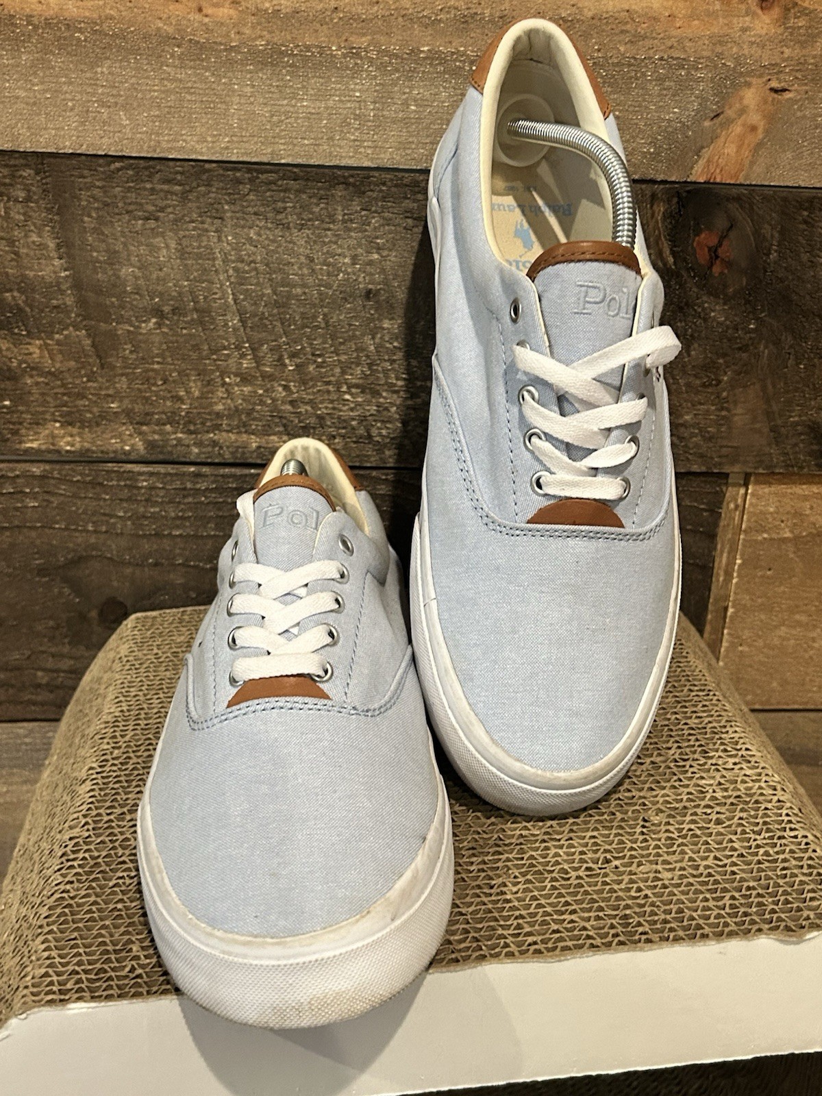 POLO RALPH LAUREN Thorton cotone tela blu chiaro pony Oxford uomo 11 5D