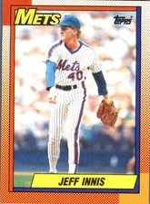 1990 Topps Jeff Innis #557 RC Rookie New York Mets P Pitcher MLB Baseball Card. rookie card picture