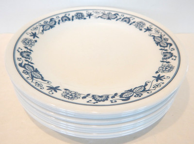 Vintage Corelle 6 3/4'' Bread Dessert Plates Pyrex Old Town Blue Onion Set of 10