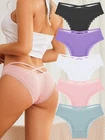 3 Pack Women's Ribbed Cotton Bikini Panties - Low Rise Bow Lace Tie Briefs S-XL