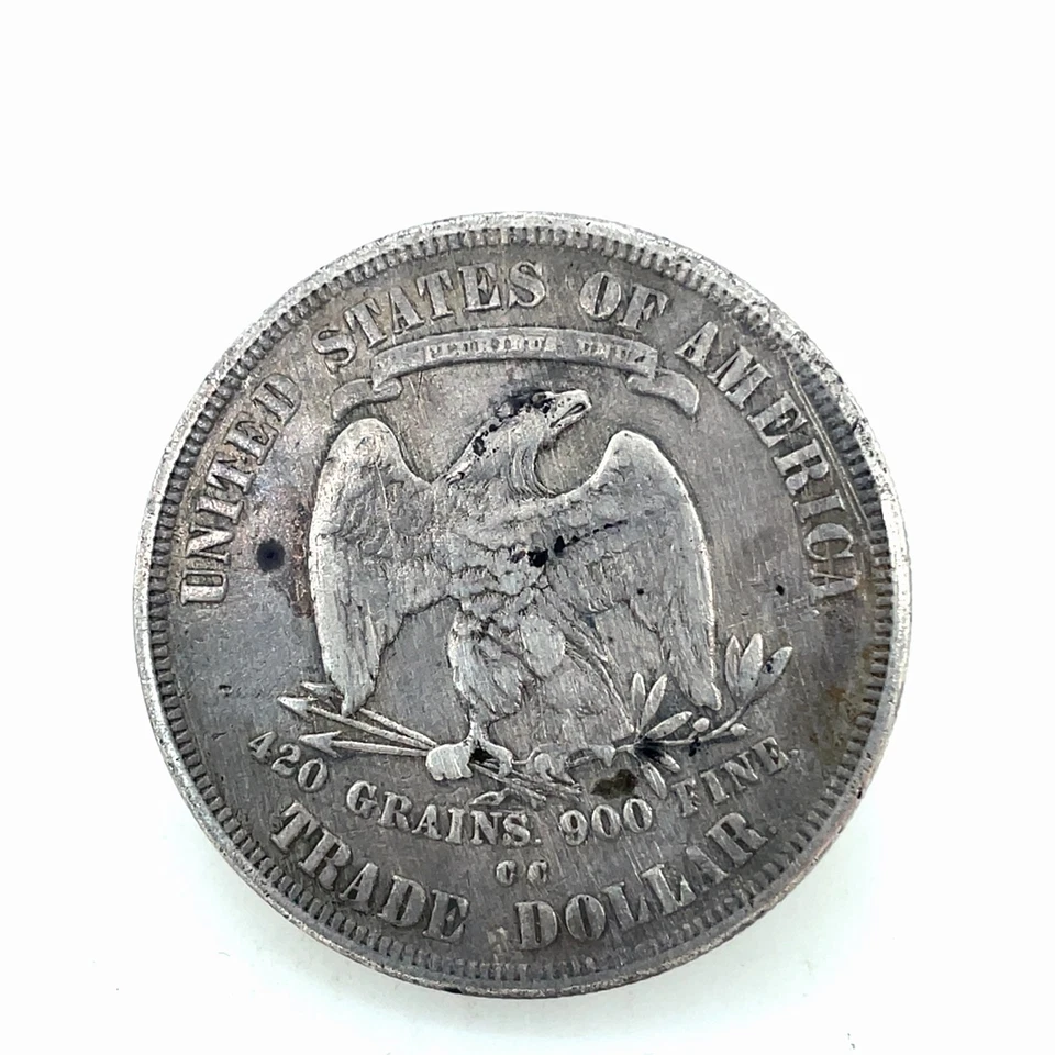 Dólar comercial Carson City 1876 CC - moneda de $1 de plata muy fina 90 % muy fina de Estados Unidos Foto 4 de 4