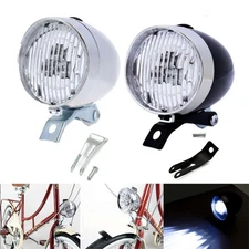Classical Vintage 3-LED Bike Headlight Bicycle Retro Light Front Head Lamp