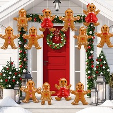 12 Pieces Inflatable Christmas Gingerbread Man Outdoor Decorations Christmas ...