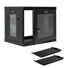 9U Wall Mount Network Server 19" IT Cabinet Rack Perforated Door Lock W/Shelves