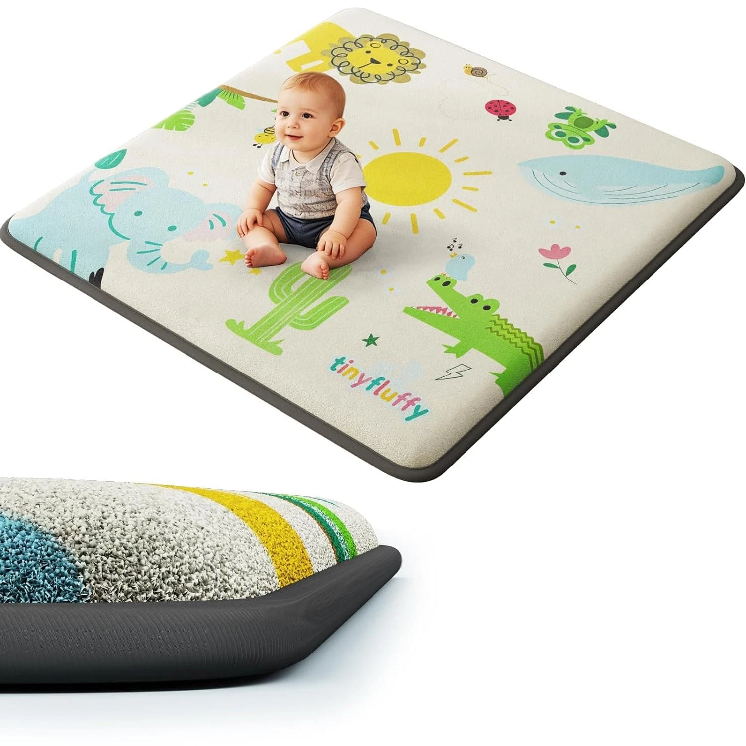 Soft Coral Velvet Baby Play Mat, 1.3" Thick, Non-Slip Jungle Safari Design
Opens in a new window or