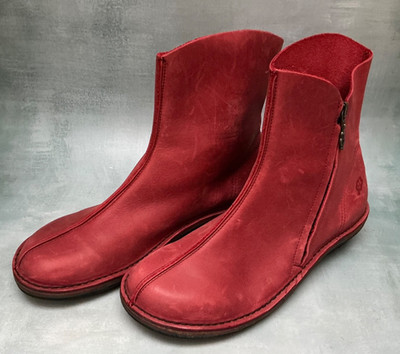 Loints of Holland Red Side Zip Leather Boots 39 W/8 New
