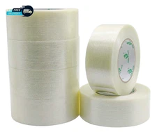 6PACK Reinforced Packing Tape, 5.5Mil 2Inx 60Yds, Heavy Duty Fiber Strapping