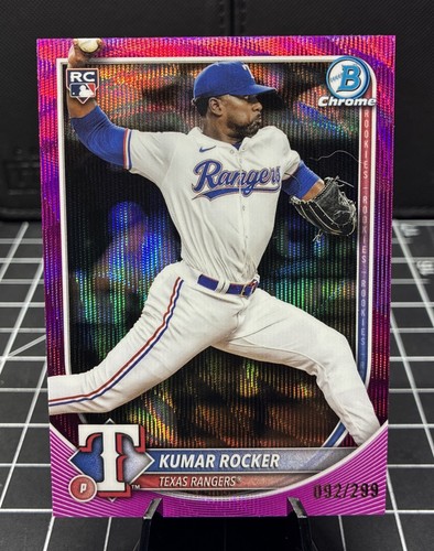 2025 Bowman Chrome Kumar Rocker RC Fuchsia Refractor /299 #98 Rangers ...