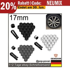 20X 17MM RADSCHRAUBENKAPPEN BOLZEN KAPPEN SET SCHWARZ / GRAU / CHROM + ABZIEHER