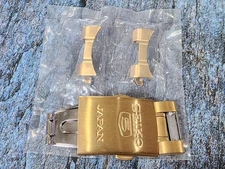 Nos Vintage Seiko Gold Finish SS Watch Band Clasp Buckle end pieces 20mm.