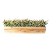 artplants KüNstliche Teepflanze Jorhel Im Holzkasten, GrüN-Braun, 55X15X16Cm