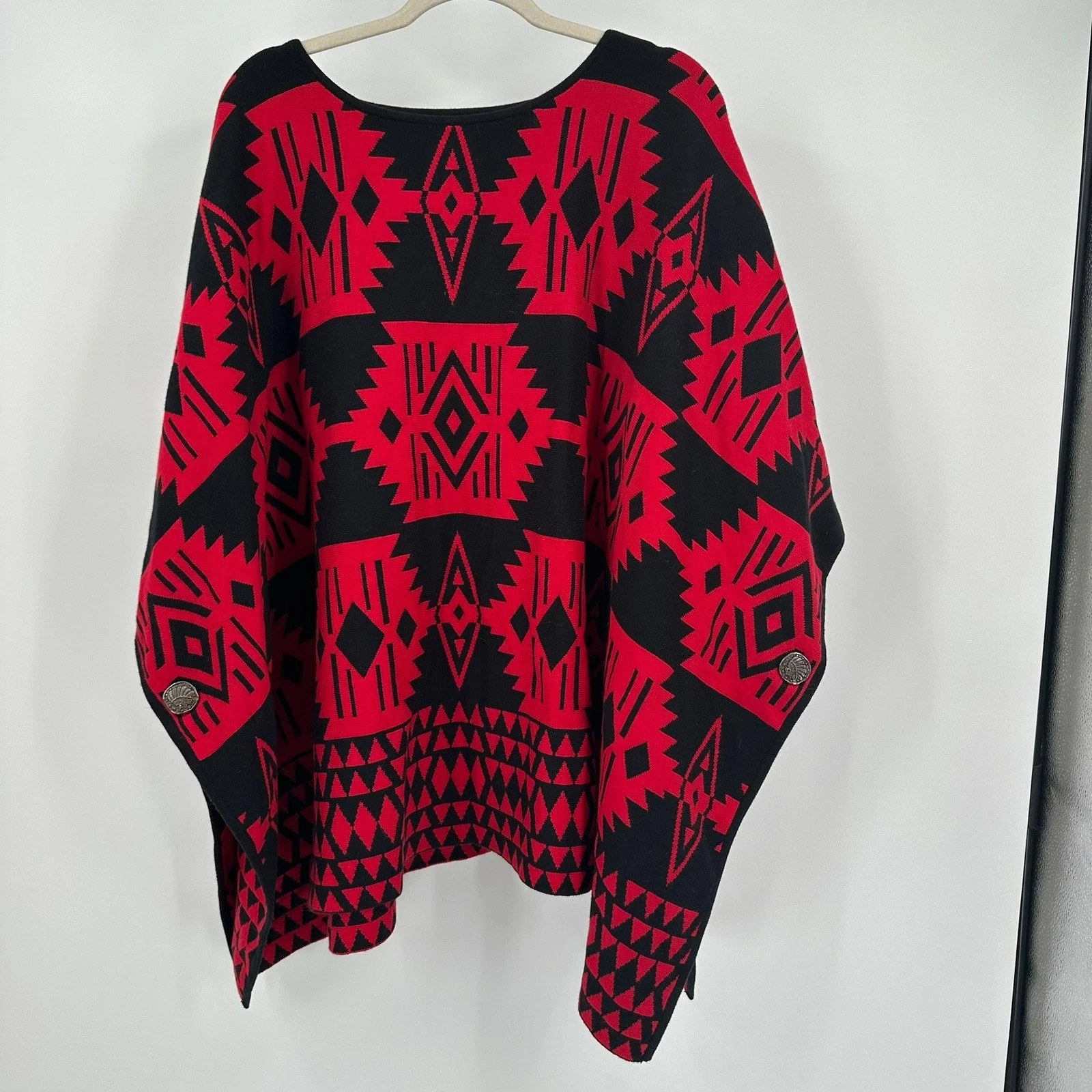 Jones New York Womens Southwestern Heritage Poncho One Size Bold Graphic Tribal