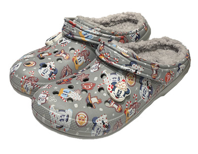 Disney Parks Holiday Clogs Crocs Mickey Mouse & Friends Grey Christmas Shoes NEW