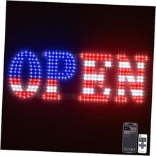 Open Sign for Business, 30"x10" Jumbo Open Sign with 30" x 10" White Red Blue
