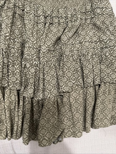 Lauren Ralph Lauren Olive Green Smocked Waist Ruffle Swing Skirt Size 10 P - Picture 2 of 6