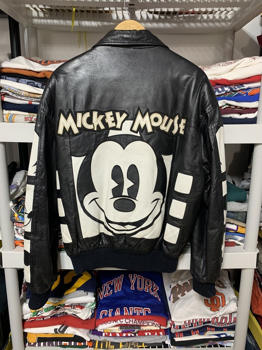 Vintage Disney Mickey Mouse Leather Bomber Jacket 90s Vintage Disney Mickey Mouse Leather Bomber Jacket 90s