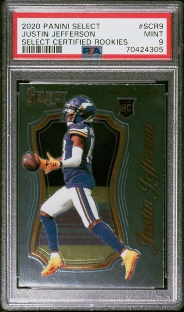 2020 Justin Jefferson Panini Select Certified Rookies Vikings Graded PSA 9 MINT