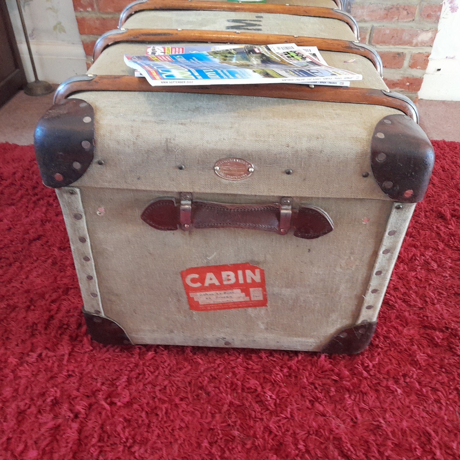 luxury Vintage Bentwood Steamer Trunk Antique Storage Chest Coffee