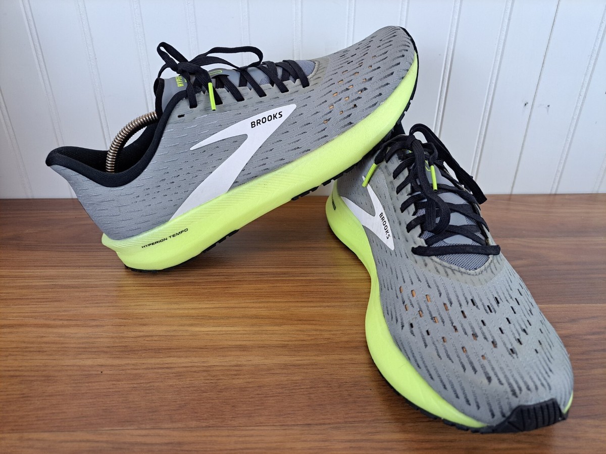 Brooks Hyperion Tempo Mens D Shoes Gray Yellow Running Walking Racing  Gym