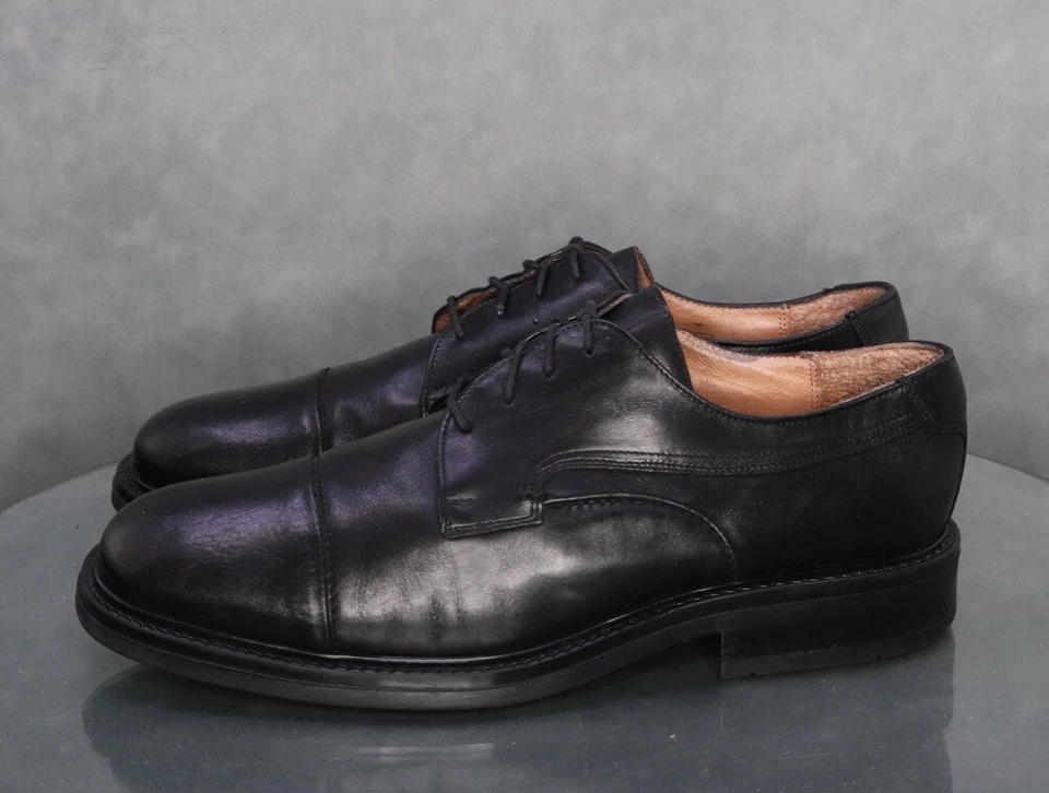 Bostonian Cap Toe Black Leather Dress Shoes Men's Size 11.5 Made In Italy - Image 2 of 4