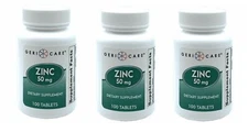 Geri Care Zinc Sulfate 50mg Tablet 100 Count each *Three Pack*