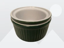 Emile Henry 40-08 Green Ramekins Custard Souffle 2-Lot Stackable Baking Cups