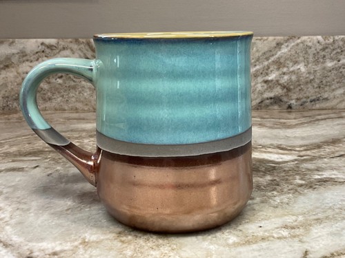 Large Coffee Mug Blue With Copper Color Bottom. 18 Ounce. New. - Picture 4 of 9