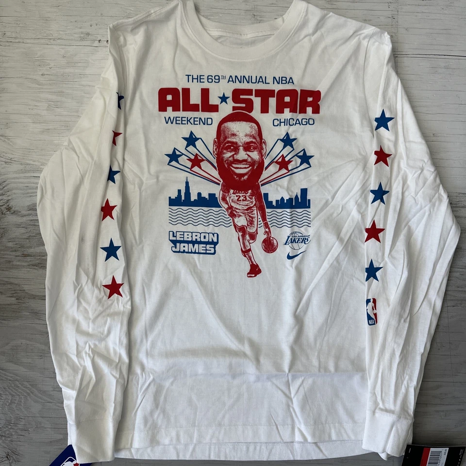 NBA All Star Game 2020 Chicago Lebron James Caricature Long Sleeves Shirt Large - Image 4 of 4