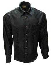 Jackard Solid Shirt Long Sleeve Scorpion Design Made in USA Cowboy Western Shirt