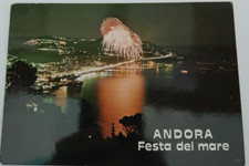 Cartolina d'epoca Andora Marina Festa del Mare Fuochi Pirotecnici 10x15cm