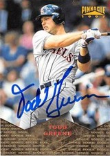 Todd Greene autographed baseball card (Anaheim Angels) 1997 Pinnacle #179