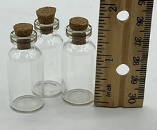 3 Pieces Mini Glass Bottle with Cork Top 1-3/4” Tall Crafts Miniatures #5400