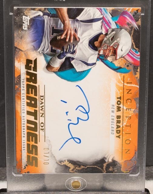 Tom Brady 2024 Topps Inception Orange Dawn of Greatness Auto 1/10 Patriots