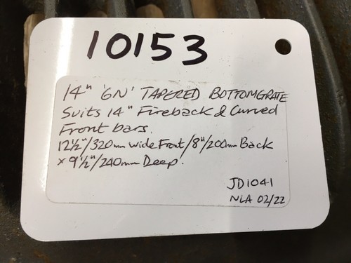 J DAY 10153 14” 6N CURVED Cast Iron Bottom Grate with Legs Fire SR1 JD1041 - Picture 6 of 6